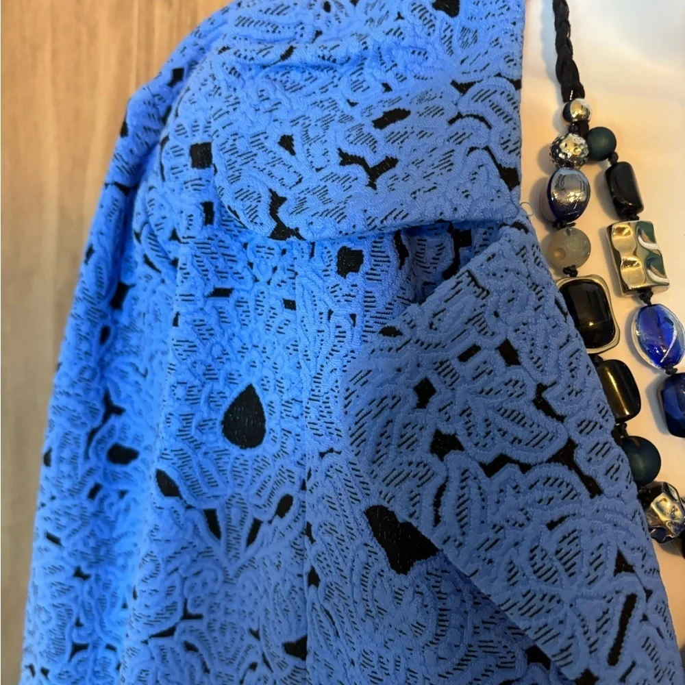 Andria Lieu Collection Blue Lace Pattern Button-Up Jacket - Picture 5 of 12